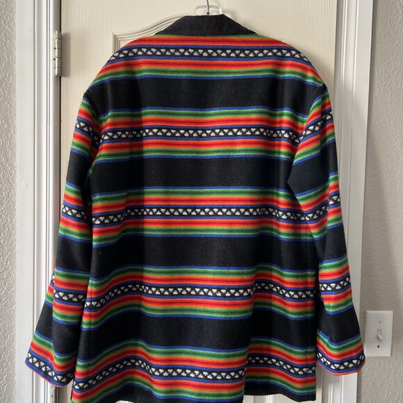 VTG Striped Southwestern Pendleton Knockabout Wool Coat Jacket Large EUC - Picture 11 of 16